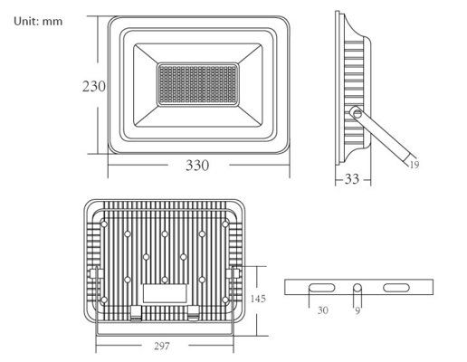 Mini 200W IP66 Outdoor LED Floodlight 30w 50w 100w 120w 150w 200w 300w 400w Projector Light